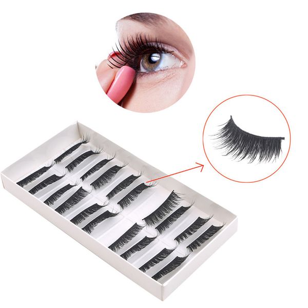 

10 pair/box eyelashes 3d artificial fiber long lasting lashes women volume eyelashes extension false