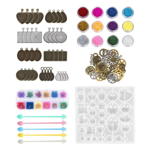 

56 piece set diy jewelry epoxy accessories set pendant tray set