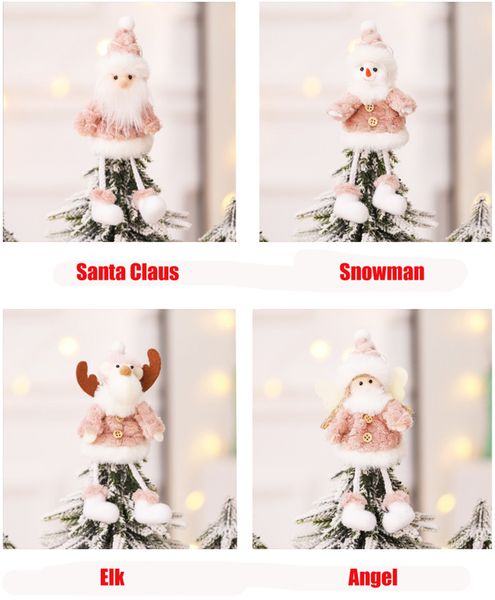 

4 styles new year christmas hanging pendant santa claus xmas tree embellishment angel drop ornaments decorations elk plush doll fa3086