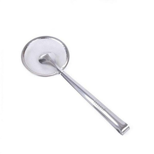 

new multi-functional filter spoon with clip food kitchen oil-frying bbq filter stainless steel clamp strainer kitchen tools