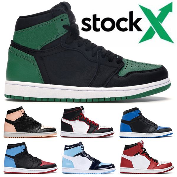 

basketball shoes mens womens 1s 1 trainers unc to chicago pine green gym red court purple bloodline yellow toe designers sneakers