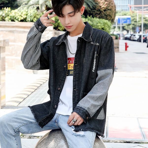 

новый стиль джинсовые куртки корейском стиле trend boy's сыпучие-fit красавцы ковбой одежда aberdeen, Black;brown