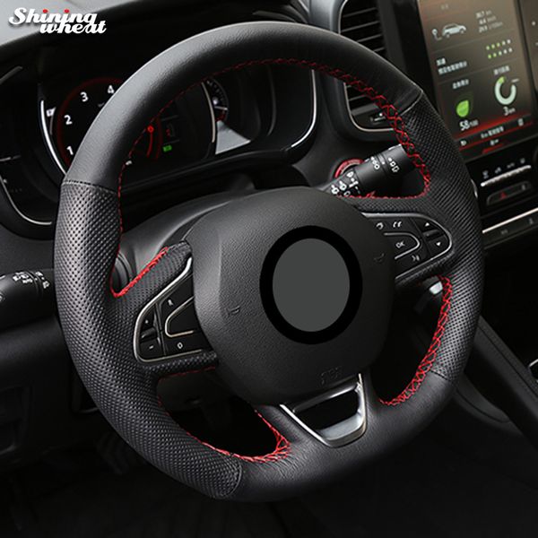 

shining wheat black leather steering wheel cover for kadjar koleos megane talisman scenic 2016 2017