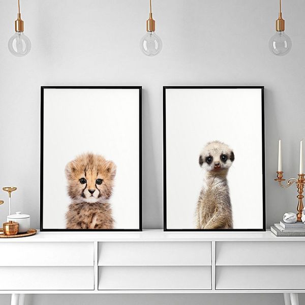 

baby cheetah and meerkat print printable nursery wall art on the wall for living room decorative picture metal frame