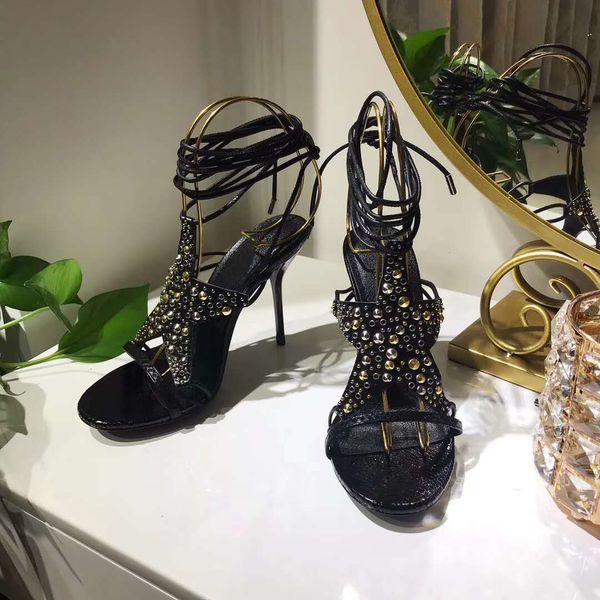 

official quality paris stars sandals genuine leather fashion sandals 35-40, Black