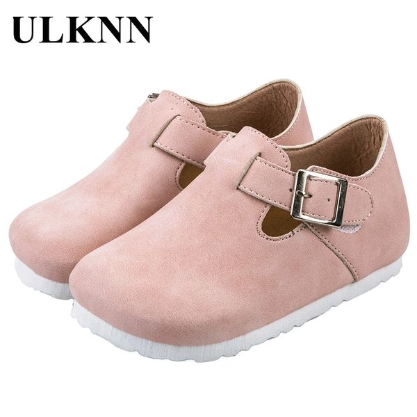 

ulknn childrens leather flat sandals shoes rubber fashion comfortable princess leisure cute autumn solid pu pink t200626, Black;red