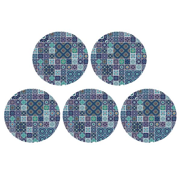 

5pcs elastic edged waterproof backed fitted table cover tablecloths kitchen decor, fits 47 inch round tables1.2m_c