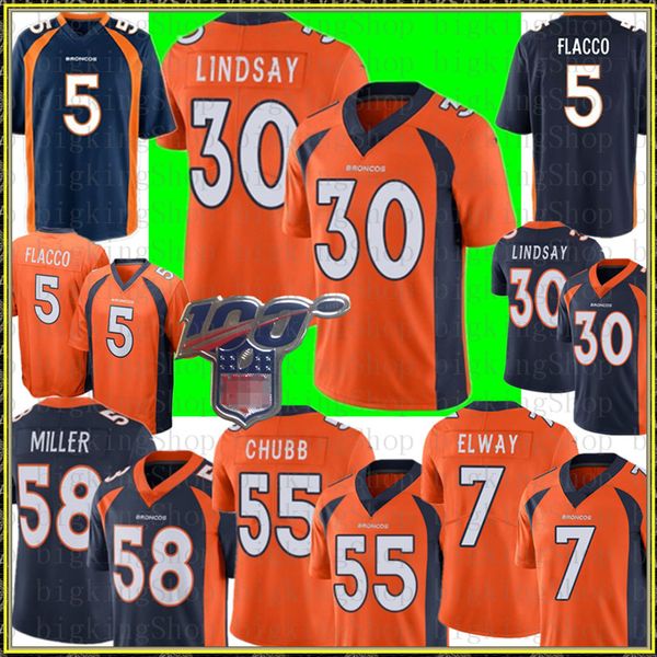 

30 phillip lind ay denver bronco jer ey 58 von miller 55 bradley chubb 5 joe flacco 7 john elway football jer ey, Black;red