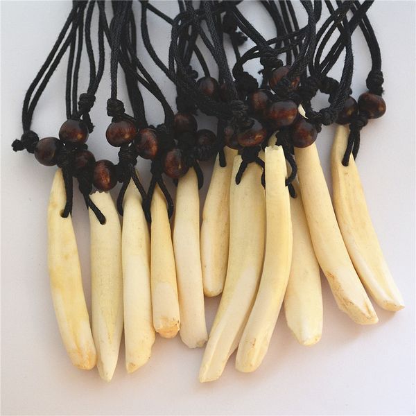 

10pcs tibet real tooth fangs wolf teeth pendant surfer adjustable necklace women men amulet gift wholesale ing, Silver