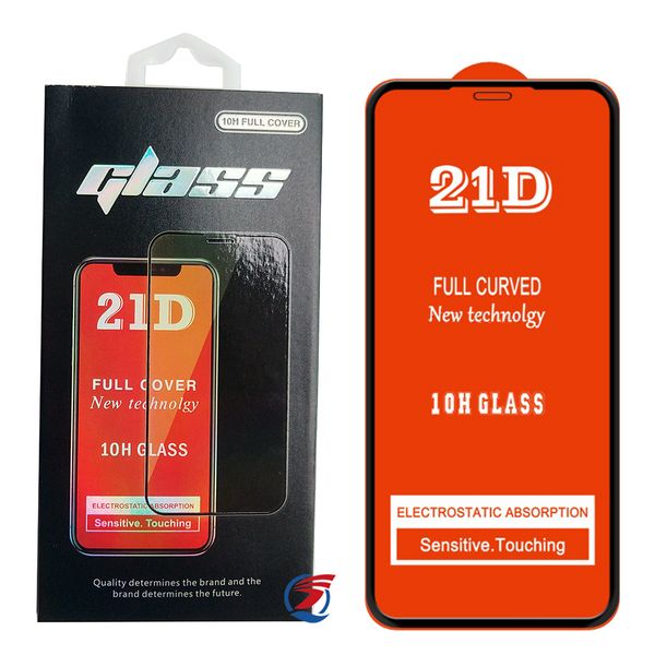 

21D полный клей полный охват закаленное стекло протектор для iPhone XR X XS макс. 6 7 8 Samsung