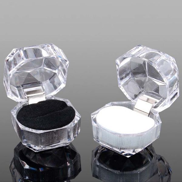 

20pcs/lot three color options jewelry package ring earring box acrylic transparent wedding packaging jewelry box, Black;white