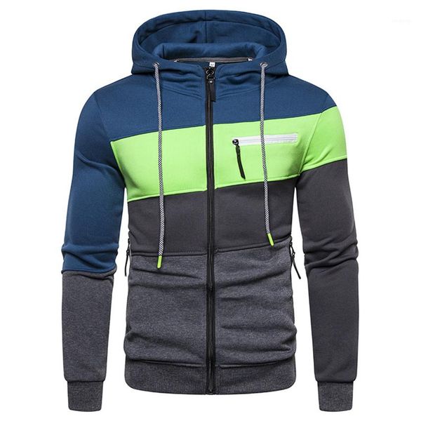 

with zipper patchwork mens designer hoodies cardigan long sleeve spring autumn homme hooded sweatshirts casual male clothing, Black