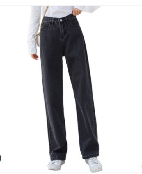 

увядание черного джинсы женщина tall талия straight сыпучей мода, Blue