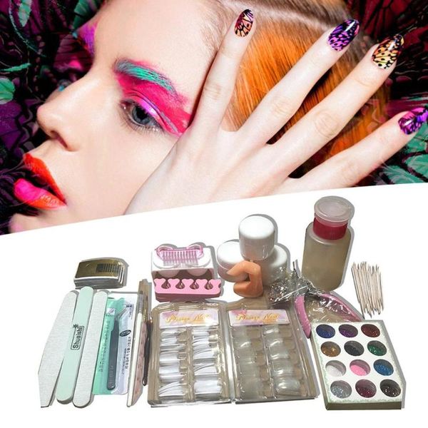 

nail art tool starter kit nail tips brush file form diy 12 colors tool set beauty manicure tools set
