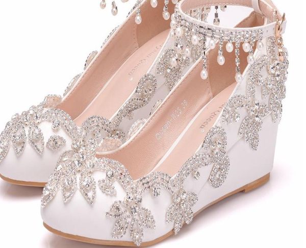 

women's shoes in spring and autumn slope heel round head water drill@kl319, Black