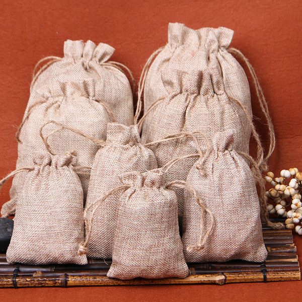 

10pcs lot jute burlap with drawstring wedding candy bag favor holder pouch