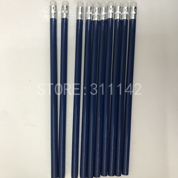 

good quality navy blue dark blue wood pencil with eraser promotional round navy wooden gift pencil printed custom logo