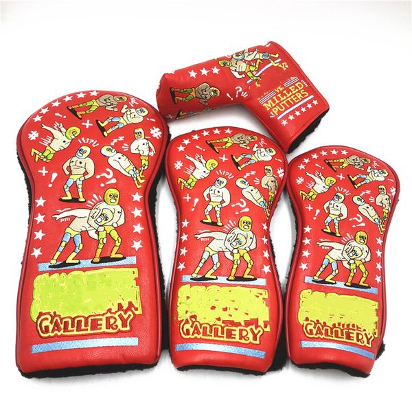 

2019 golf driver fwy hybrid cover custom design mask scrapper golf headcover combo set for tour use