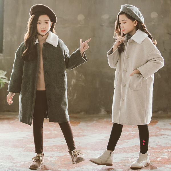 

2019 new fashion autumn and winter girls jacket long style brief kids winter coat for girls thicken warm baby coat, Blue;gray