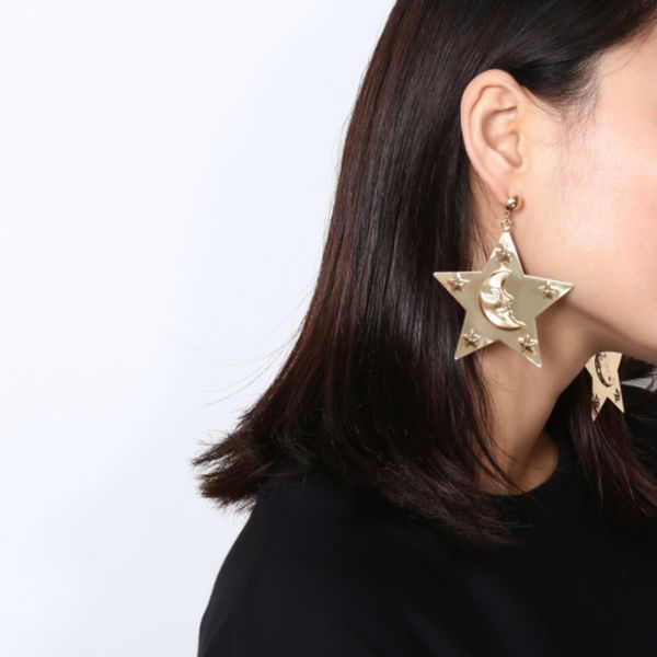 

big star earrings fashion jewelry for women stud earrings party gift gold moon, Golden;silver