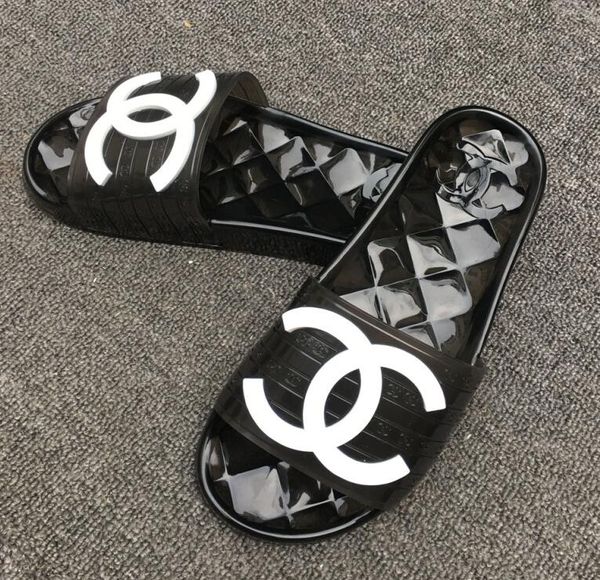 

new fashion women men sandals comfortable beach shoes transparent flip-flops woman casual jelly crystal slippers peep toe sandals f11, Black