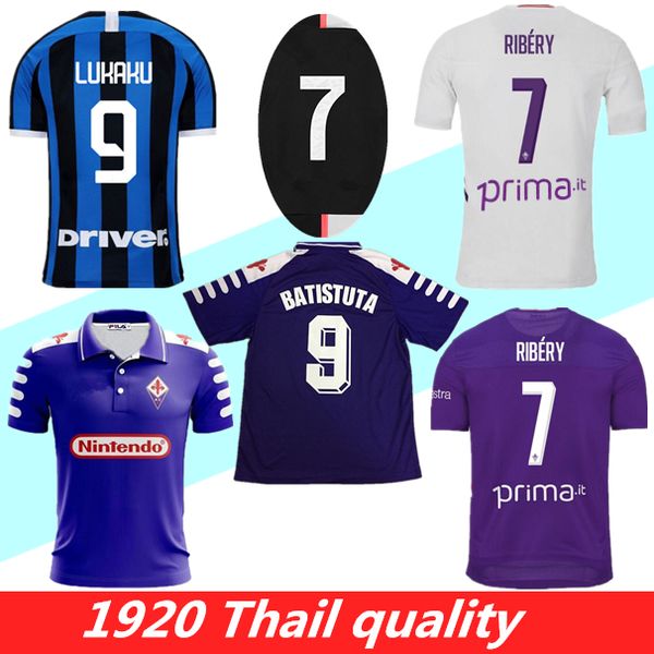

98 99 retro fiorentina occer jer ey bati tuta ribery lukaku piatek 1988 2019 2020 milan florence home football hirt cami a de futebol, Black;yellow