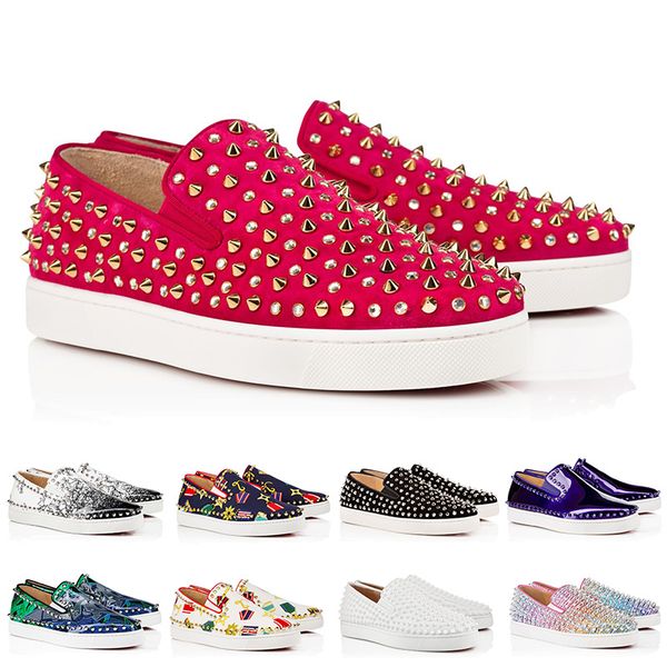 

designer fashion low cut s shoes studded spikes flat sneakers for men women glitter party lovers genuine leather casual sneakers