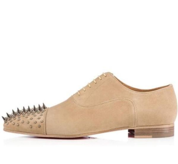 

new gentleman khaki dandelion spikes flat casual business shoes low heel red bottom wedding party mens size:40-47 l02, Black