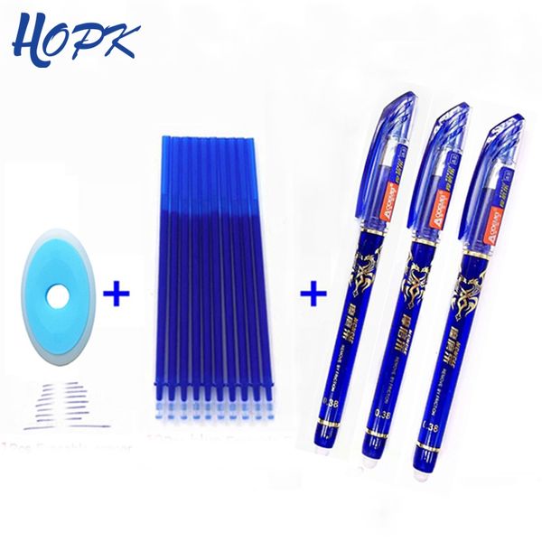 

14pcs/set erasable pen washable handle 0.38mm blue black red erasable gel pen refill rod school stationery office writing tool