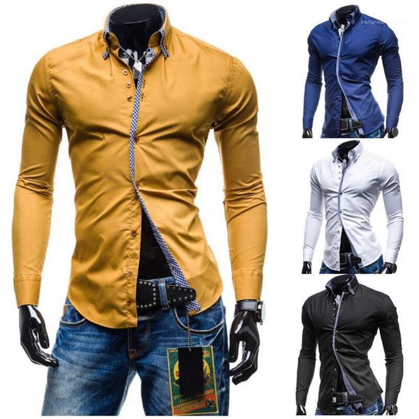 

clothing designer mens color matching shirts turn down collar mens long sleeve shirts fashion slim spring male, White;black
