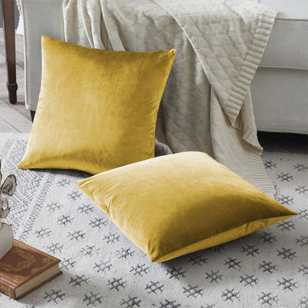 

home decor velvet square rectangle lumbar cushions for sofa gold yellow cushion with filling for bedroom throw pillows couch