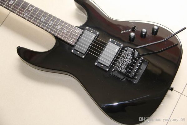 

custom factory wholesale retail price black hardware black inlaid skull active pickup electric guitar provide customization