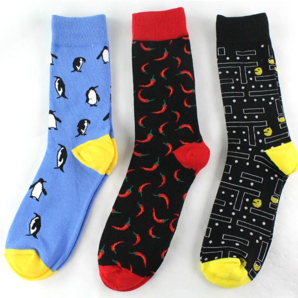 

большого размер happy мужских носков женского смешной новизна носки хлопок животные для alien crew sock chili усы ленивцы гребенных мужского, Black