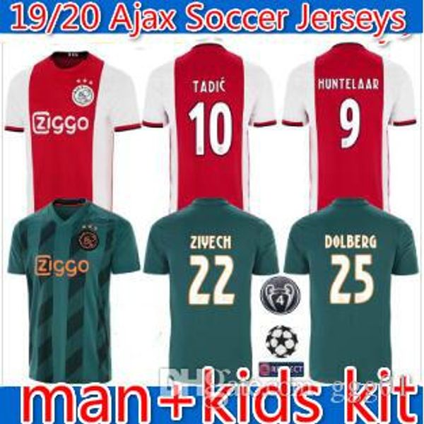 

2020 ajax home soccer jerseys #21 de jong away shirt ajax 19/20 #10 tadic #4 de ligt #22 ziyech men football uniforms, Black;yellow