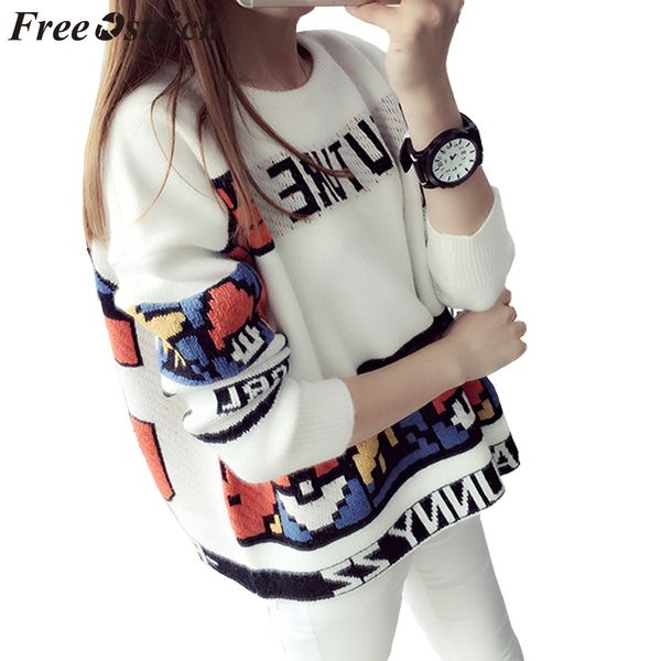 

ostrich sweater women korean style stitching letter printing loose elegant autumn and winter sweaters women invierno 2019, White;black