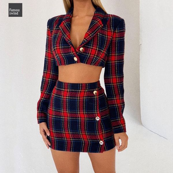

winter matching 2 piece set plaid платье crop куртка top женщин с длинным рукавом и карандаш два piece set осень наборы, White