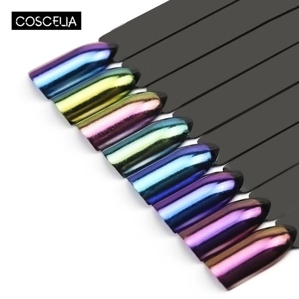 

8colors chameleon mirror nail powder glitter decoration for nail chrome powder pigment manicure metallic color art, Silver;gold