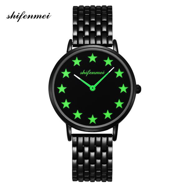 

shifenmei watch women stainless steel quartz watches ladies fashion clock simple wrist watch, Slivery;brown