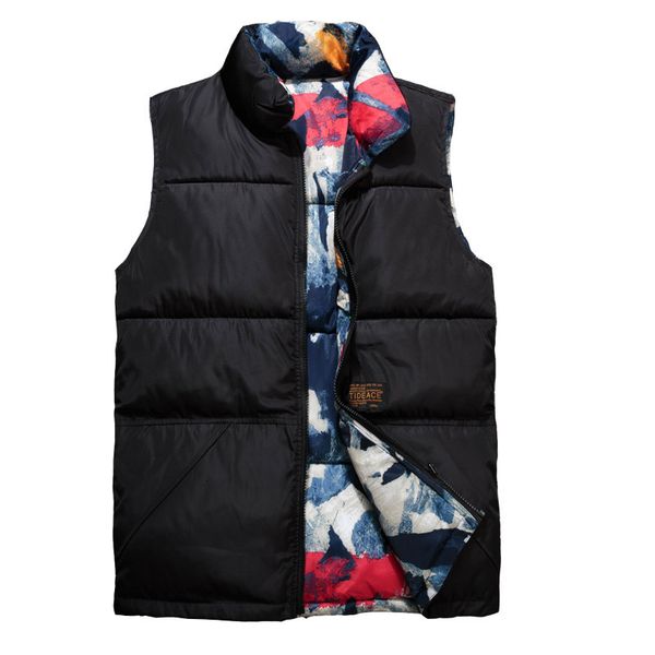 

in , both sides wore sleeveless paka men's vest cotton-padded clothes and warm men's camouflage clothes in the new winter, Black
