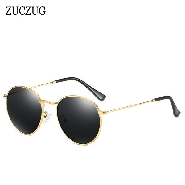 

zuczug classic retro polarized sunglasses men's round frame rock punk party sun glasses male color film small size glasses uv400, White;black