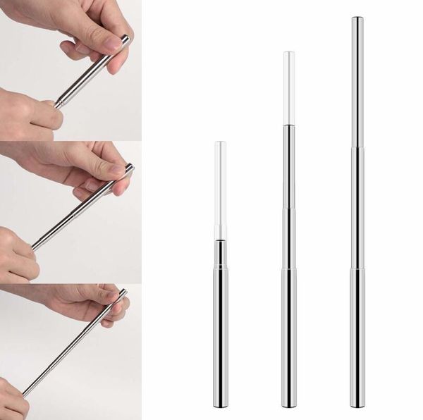 

news fda portable reusable folding drinking straws stainless steel metal telescopic foldable straws with aluminum case & cleaning brush