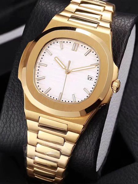 

20 colors luxury watch gold automatic mechanical watch stainless steel luminous hand white dial watch nautilus wholesale fatary, Slivery;brown