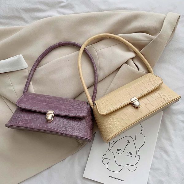

bag ladies 2020 spring/summer fashion trend french niche crocodile baguette bag versatile shoulder armpit