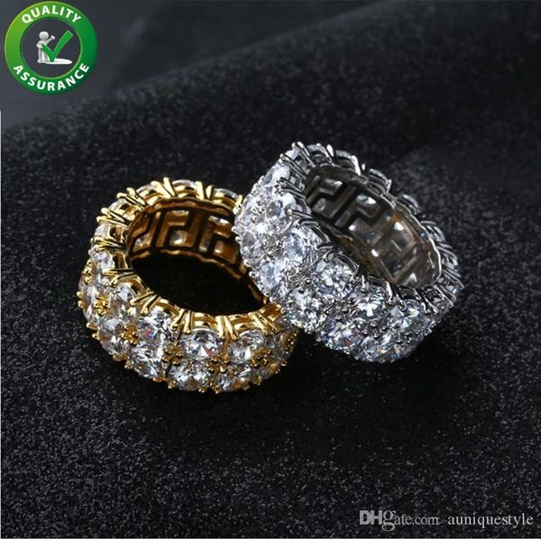 

hip hop iced out ring micro pave cz stone tennis ring men women charm luxury jewelry crystal zircon diamond gold silver plated wedding