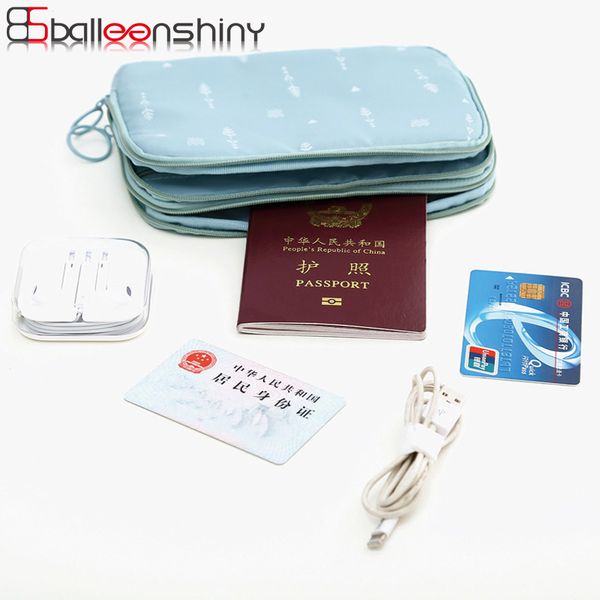 

balleenshiny polyester double layer certificate storage bags usb cable charger digital waterproof organizer card passport pouch