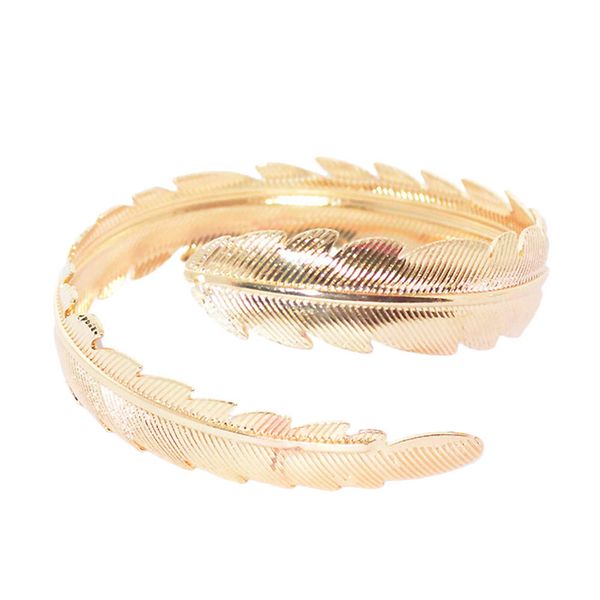 

feather jewelry upper arm bracelet & bangle charm women leaf shaped punk open cuff boho bangles sale, Black