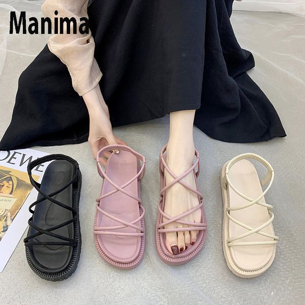 

2020 summer women's shoes fashion sandals for women flat shoes women breathable thick bottom sandals heroine thick bottom, Black