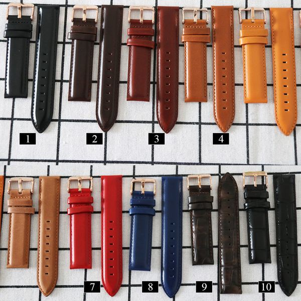 

12mm 14mm 18mm 19mm 20mm leather strap, Black;brown