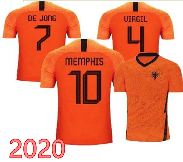 

2020 netherlands soccer jerseys de jong holland football shirt van dijk virgil jersey strootman memphis promes football s-4xl, Black