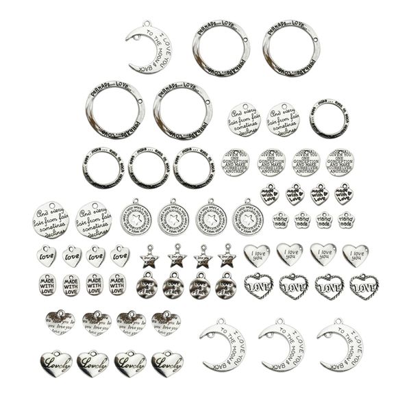

64 pack letter necklace charms pendants pendants for making jewelry, Black